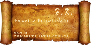 Horovitz Krisztián névjegykártya